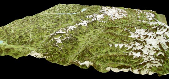 Relief of a part of the Bernese Oberland and the Valais