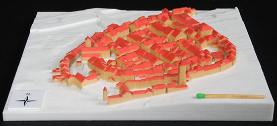 3D printed model of the old town of Aarau, Switzerland